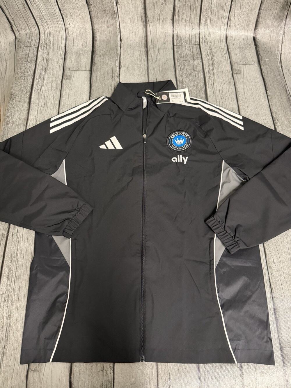 NWT Men's adidas MLS Charlotte FC 2025 All Weather Full Zip Jacket Black Large